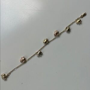 Vintage italy 585 gold and rose gold 7 Elephant Charm Bracelet